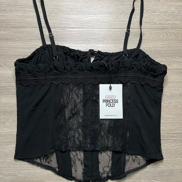 Princess Polly Black Lace Corset Top NWT Y2K Goth Style size M - Picture 2 of 7